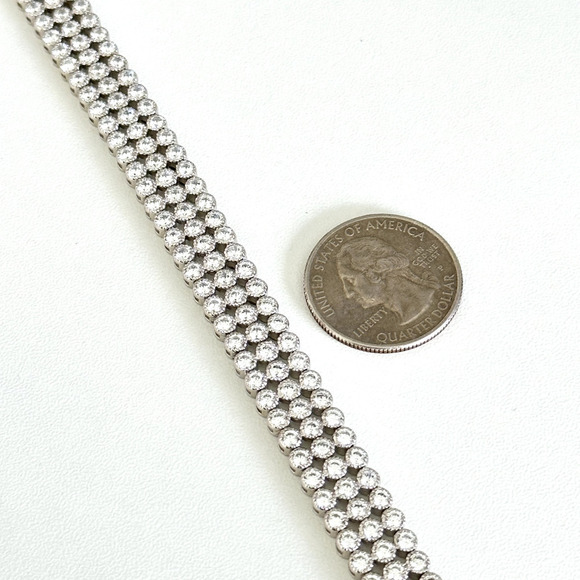 NWT 925 Sterling Silver 10.95 TCW Clear Simulated Diamond Bracelet 7.25" $829 - Picture 9 of 10